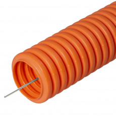 Труба гофрированная ПНД лёгкая 350 Н безгалогенная (HF) оранжевая с/з d20 мм (100м/4800м уп/пал) 