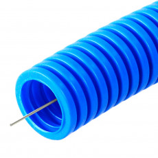 Труба гофрированная ПП лёгкая 350 Н безгалогенная (HF) синяя с/з d20 мм Промрукав