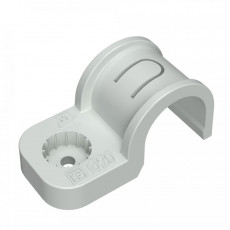 Крепеж-скоба пластиковая односторонняя для прямого монтажа атмосферостойкая серая в п/э d32 мм