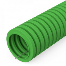 Труба гофрированная ПВХ лёгкая 350 Н зелёная с/з d20 мм (100м/4800м уп/пал) Промрукав